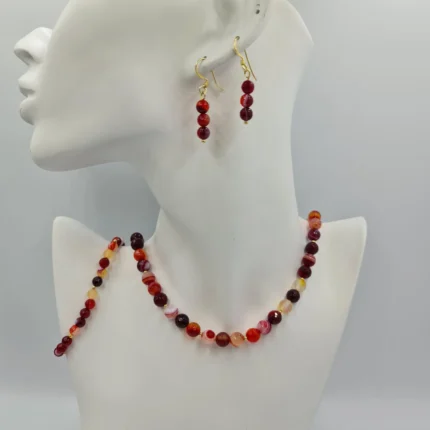 Set Bijuterii dama Agate Rosii Evelyn, set cadou femei